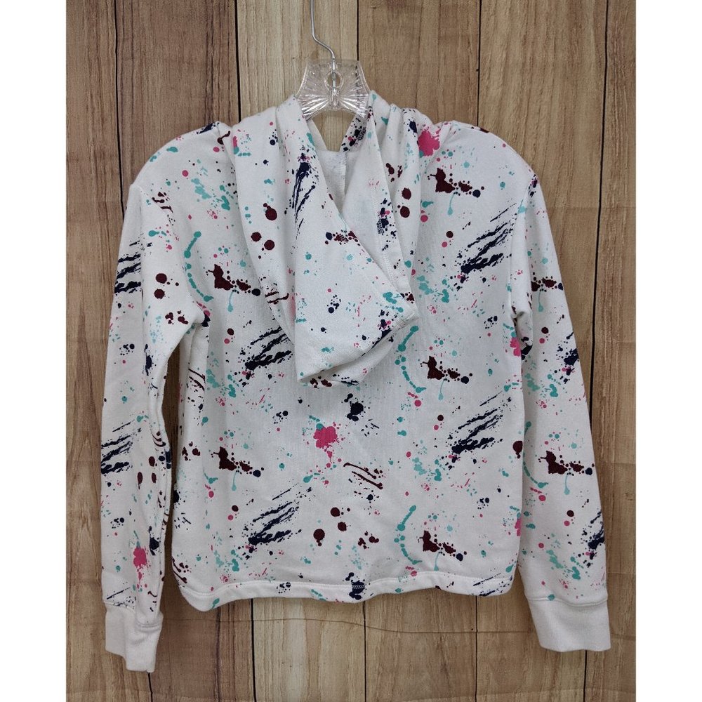 JUSTICE White Paint Splattered Drawstring Hem Hoodie Sz 12 Soft Cozy - Picture 6 of 8